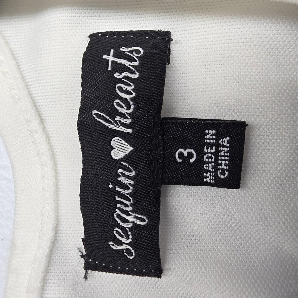 Sequin Hearts Dress Womens 3 White Lace Crochet Lined Keyhole Scallop Hem Mini - Picture 5 of 11